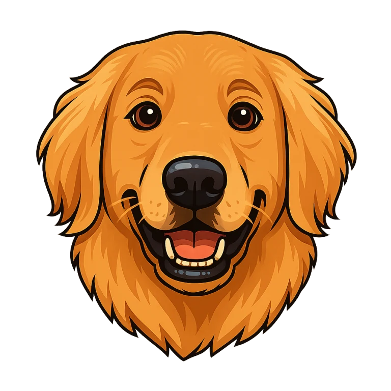 Duck, a smiling golden retriever