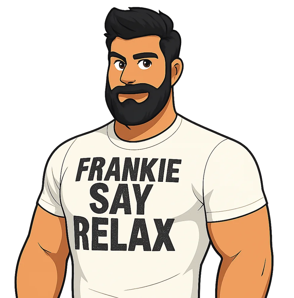 Gordy, bearded engineer in a Frankie Say Relax t-shirt