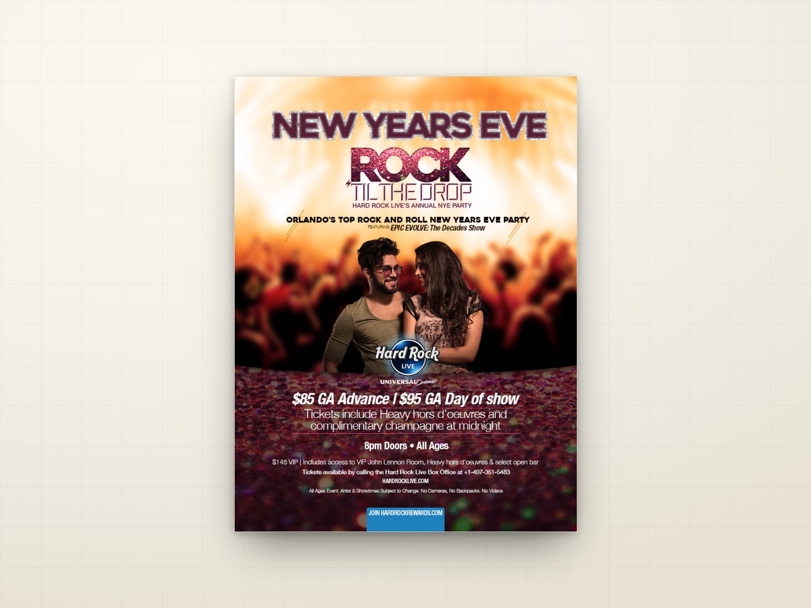 Rock 'Til The Drop New Year's Eve poster for Hard Rock Live